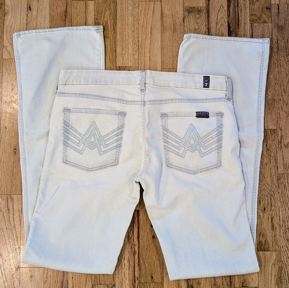NEW 7 For All Mankind $189 Y2K Vintage Glitter Pocket Low Rise Bootcut Jeans 32